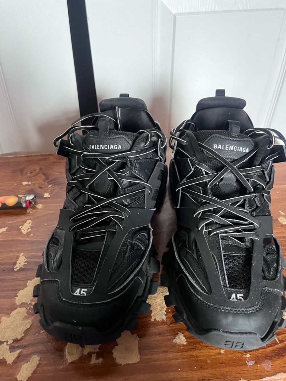 Balenciaga Men's Black Layered Trail Sneakers